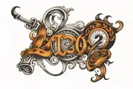 letter T and number 24 hour person tattoo design idea