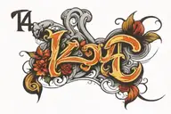 letter T and number 24 hour person tattoo design idea