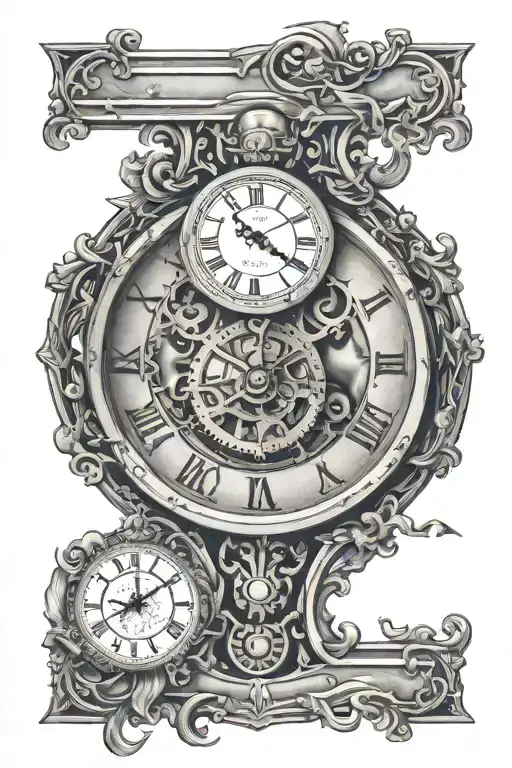 old clock face with time 3:23  tattoo design idea