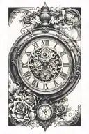 old clock face with time 3:23  tattoo design idea