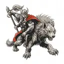  Thor mit Fenrir tattoo design idea