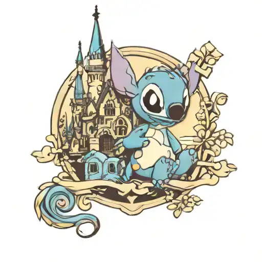 stitch Disney castle supernatural  tattoo design idea