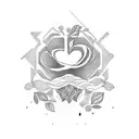 An abstract blackwork tattoo of a latte art design inspired by plants tattoo design idea