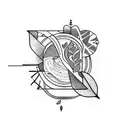 An abstract blackwork tattoo of a latte art design inspired by plants tattoo design idea