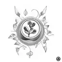 An abstract blackwork tattoo of a latte art design inspired by plants tattoo design idea