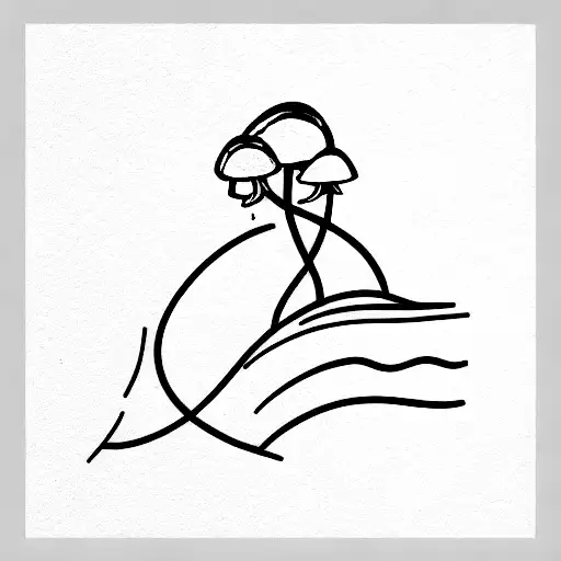 very thin lines. inspiration: wave, mushrooms tattoo design idea