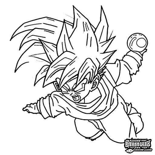 A minimalistic tattoo of Son Goku jogging with a dragon ball as his companion tattoo design idea