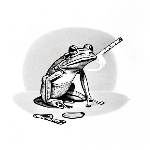 Frog smoking a Joint tattoo design idea