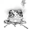 frog smoking a joint  tattoo design idea
