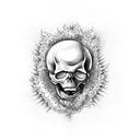 Skull with lava exploding from out top of skull and vomit coming out the mouth tattoo design idea