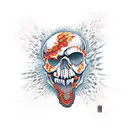Skull with lava exploding from out top of skull and vomit coming out the mouth tattoo design idea