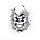 Skull with lava exploding from out top of skull and vomit coming out the mouth tattoo design idea