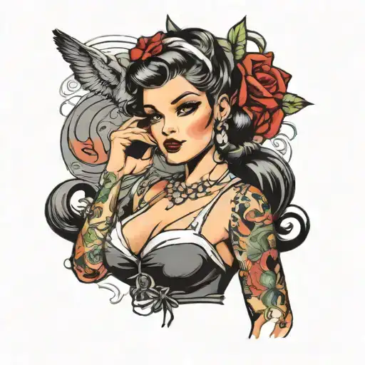 pin up girl tattoo design idea