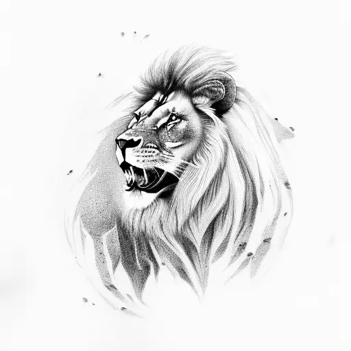 photo realistic lion rose and skull  tattoo design idea