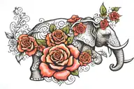 Elephant With Roses tattoo design idea