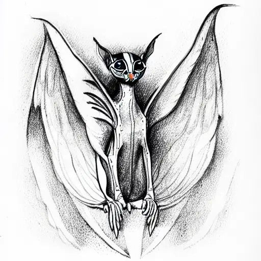 two-headed sphinx cat with wings tattoo design idea