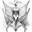 sphinx cat with wings and two heads tattoo design idea
