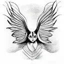 sphinx cat with wings and two heads tattoo design idea