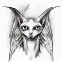 sphinx cat with wings and two heads tattoo design idea