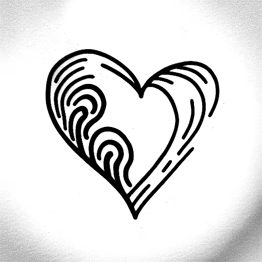 heart and wave tattoo design idea