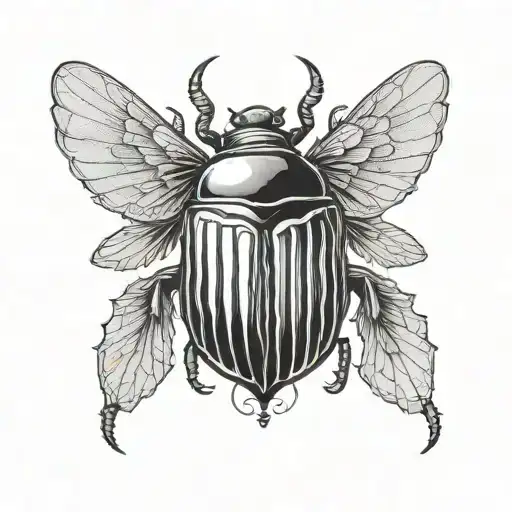 scarab beetle with wings spread wide tattoo design idea