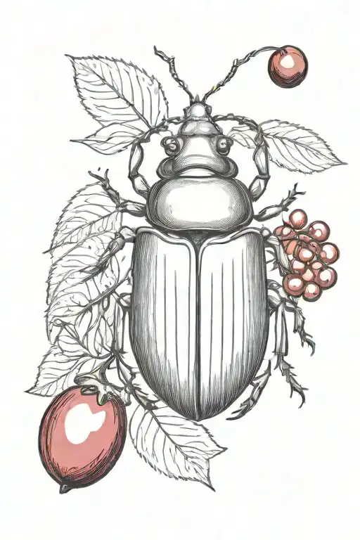 Scarab Beetle with cherry tattoo design idea