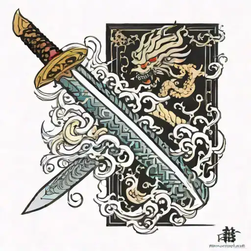 Rengoku sword with kanji tattoo design idea