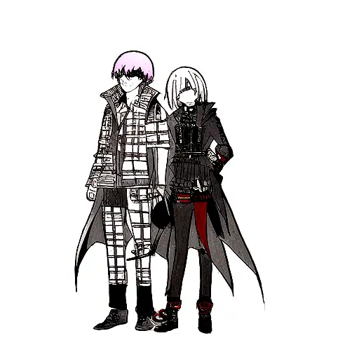 A new-school tattoo design showcasing a mashup of characters from Tokyo Ghoul and Sword Art Online tattoo design idea