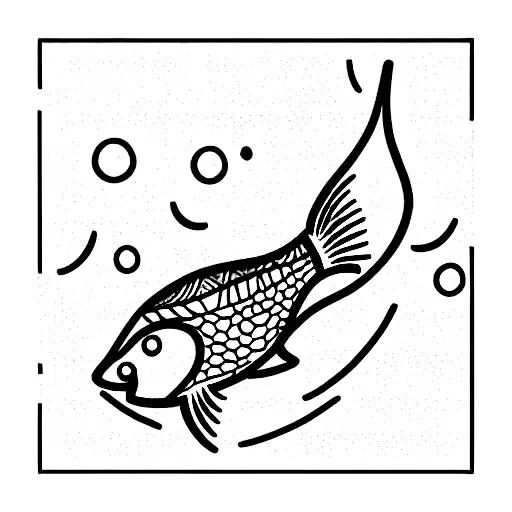 Fish in a pond, splashing, water drops tattoo design idea