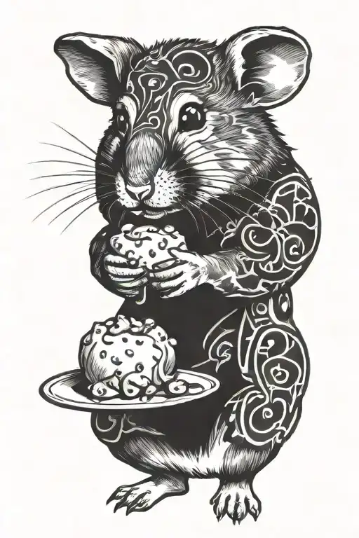 hamster eating something funny  tattoo design idea