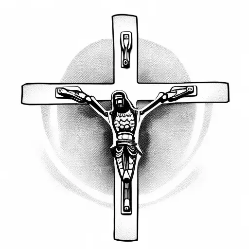 robot Jesus crucifix tattoo design idea