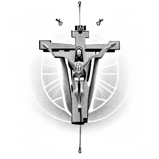 robot Jesus crucifix tattoo design idea