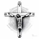 robot Jesus crucifix tattoo design idea