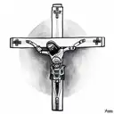 robot Jesus crucifix tattoo design idea