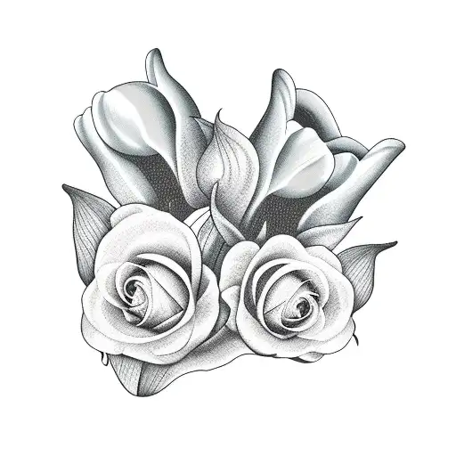 tulip and roses on a vine tattoo design idea