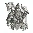 Axe dwarf worrior realistic  tattoo design idea