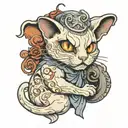 sheet ghost holding a cat tattoo design idea