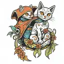 sheet ghost holding a cat tattoo design idea