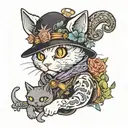 sheet ghost holding a cat tattoo design idea