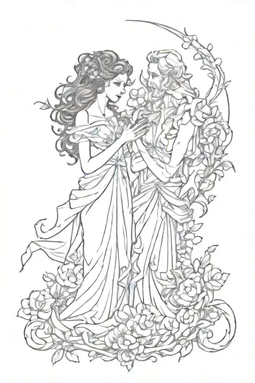 Persephone and hades  tattoo design idea