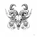 Ram skull, insects, florals, chest and collarbone placement tattoo design idea