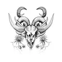 Ram skull, insects, florals, chest and collarbone placement tattoo design idea