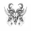 Ram skull, insects, florals, chest and collarbone placement tattoo design idea