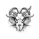 Ram skull, insects, florals, chest and collarbone placement tattoo design idea