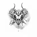 Ram skull, insects, florals, chest and collarbone placement tattoo design idea