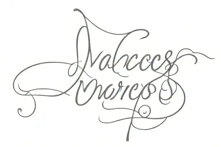 Name marcos in cursive font tattoo design idea