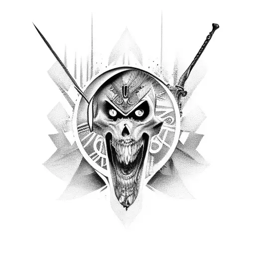 Insane written in sword tattoo design idea