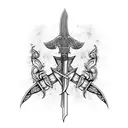 Insane word written with made of sword tattoo design idea