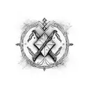 Insane word written with made of sword tattoo design idea