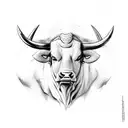 bull  with rage tattoo design idea
